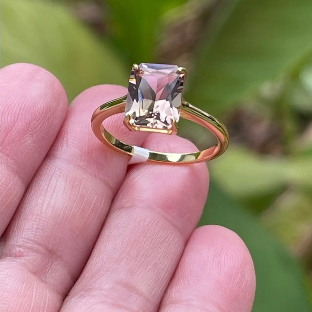 NWT Elegant Natural Ametrine 18k Gold Plated Ring over 925 Silver 10X8mm Size 8